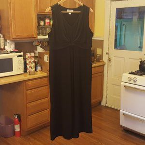 knot-front black polyester maxi dress